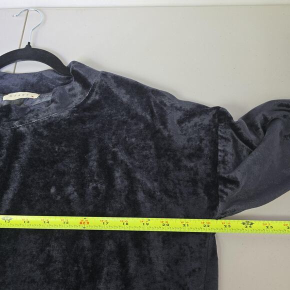 Stark X Top Womens XS Black Velvet Long Sleeve Front Tie Whimsigoth Minimalist - Picture 7 of 11